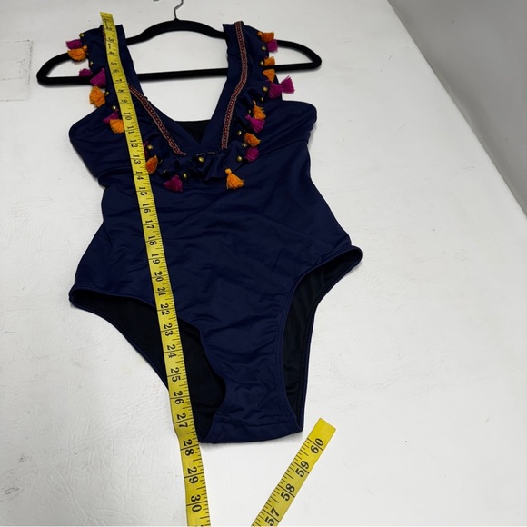 ONDA DE MAR Women’s size M Navy Swimsuit with Colorful Tassels - Picture 7 of 12